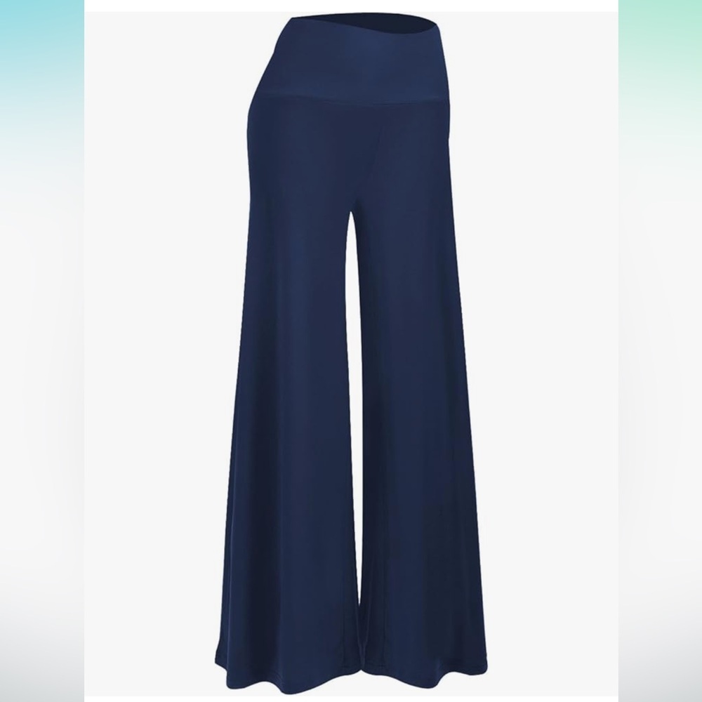 NWT Arolina Women's Stretchy Wide Leg Palazzo Lounge Pants High Waist XL Blue
